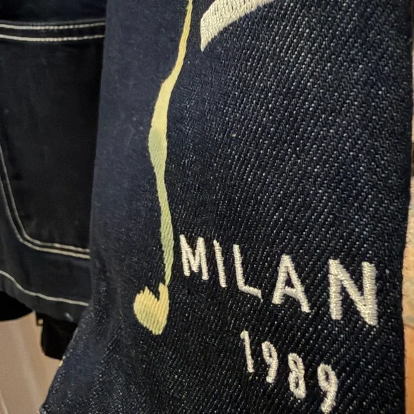 Versace versus Dark Blue Denim Jacket with Sleeve Logo - Picture 5 of 11